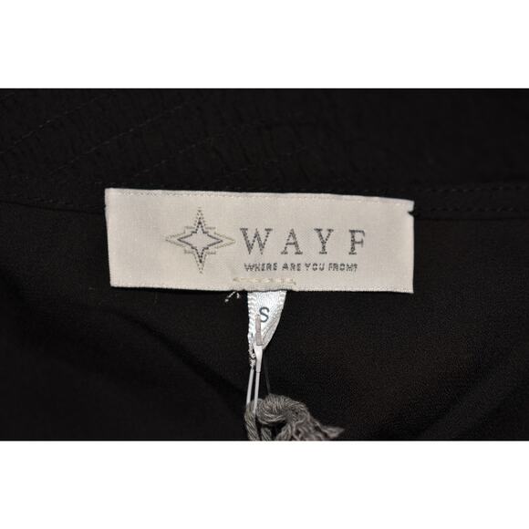 WAYF NEW $79 Black Long Sleeve Smocked Waist Peplum Peasant Blouse Small - Picture 3 of 3